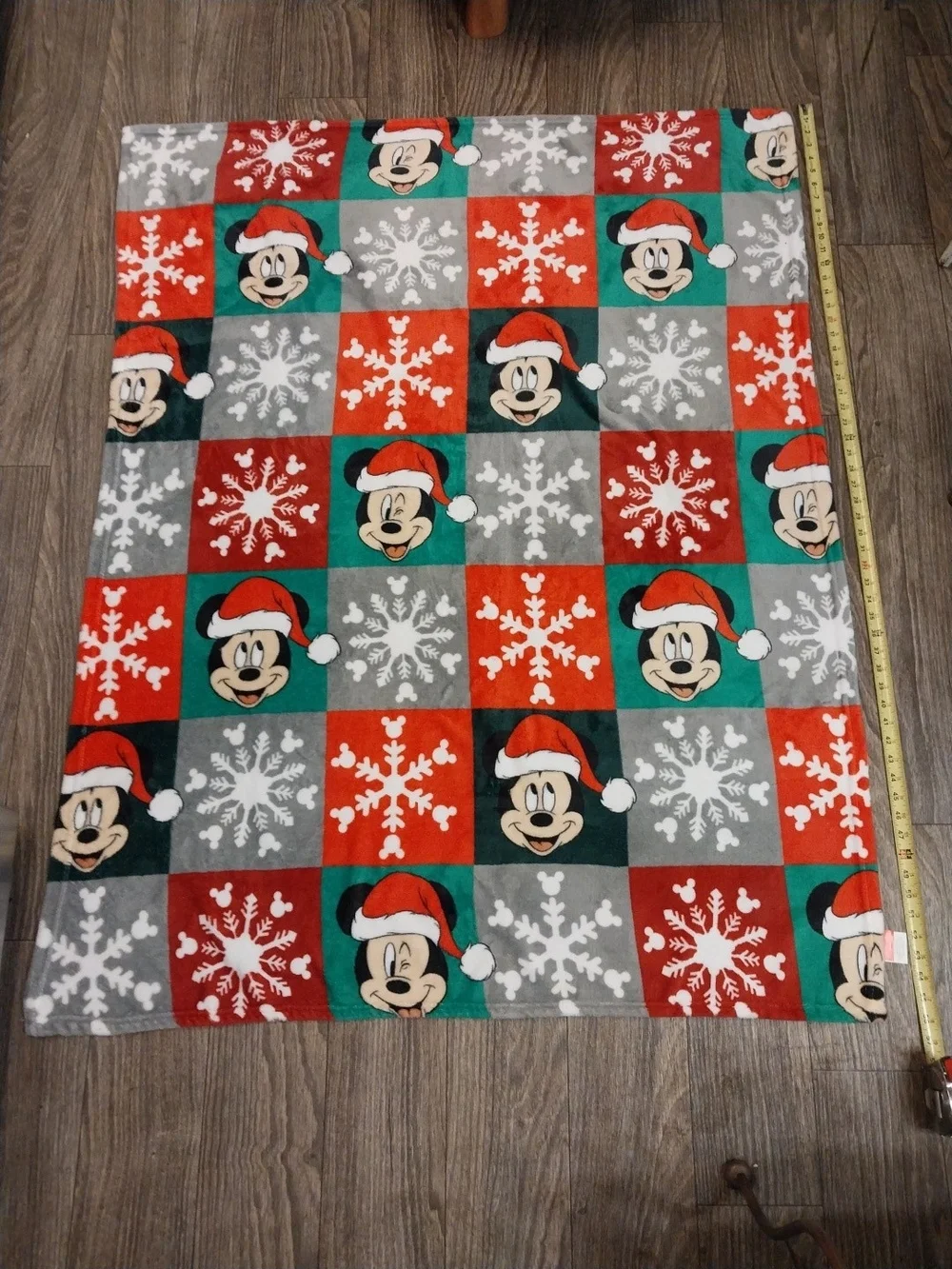Disney Mickey Mouse Holiday Throw Blanket - Red, Green, Gray
